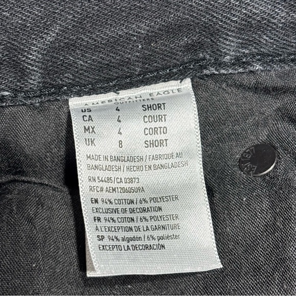 American Eagle Jeans Womens 4 Short Highest Rise Girlfriend Black Denim Casual - Picture 5 of 6